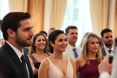 Engaged wedding guests enjoying a memorable ceremony.