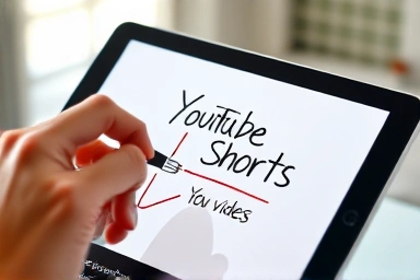 Hand sketching creative YouTube Shorts concept on tablet