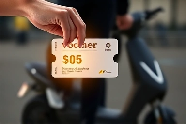 Symbolic representation of financial subsidy for electric scooter purchase.