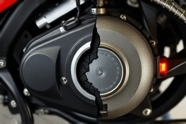 Split image: healthy vs. damaged motorcycle engine parts, symbolizing ECU mapping risks.