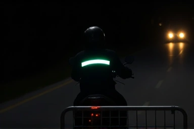 Visible motorcyclist at night with reflective gear
