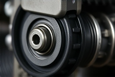 Close-up of scooter V-belt and variator rollers.