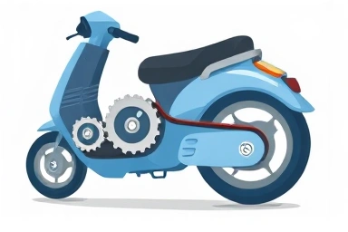 Abstract illustration of scooter power transmission system.