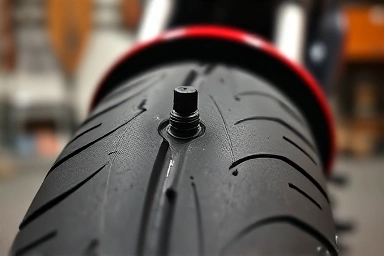 Honda Super Cub 110 tire valve stem detail