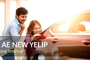 Family celebrating new car with tax benefits