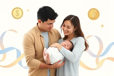 Happy family with newborn, symbolizing financial support.