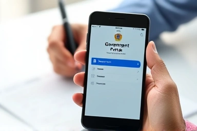 Smartphone with government portal and document signing.
