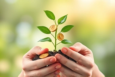 Symbolic image of financial growth and nurturing for children's future.