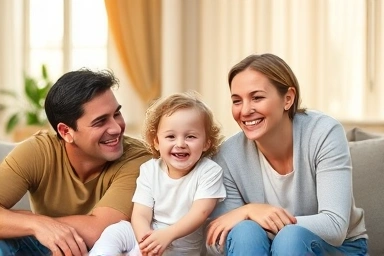 Happy family celebrating parenting support benefits