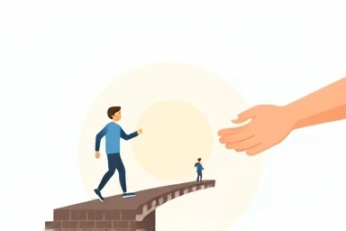 Symbolic bridge of financial independence built with government aid.