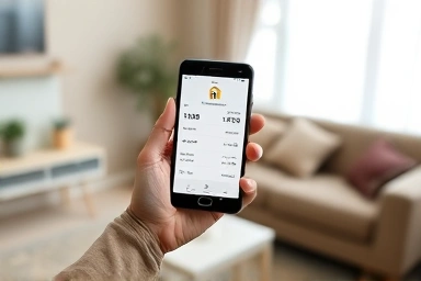 Smartphone showing housing waiting list, symbolizing convenient access.