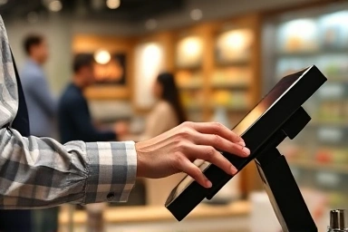 Small business owner using modern POS system for digital transformation.