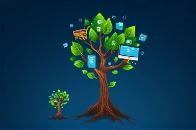 Symbolic image of business growth through digital transformation and support.