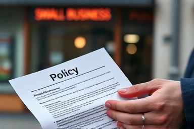 Hands holding disaster insurance policy with government subsidy.