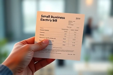 Small business owner receiving financial relief on electricity bill.