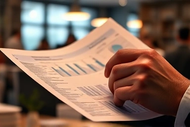 Small business owner reviewing funding documents, planning growth.