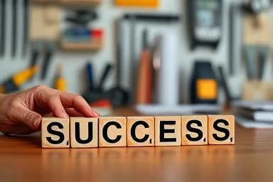 Building blocks forming 'SUCCESS' for small businesses.