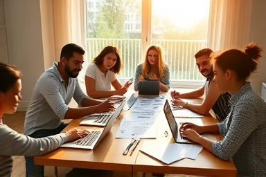 Diverse entrepreneurs collaborating on startup ideas