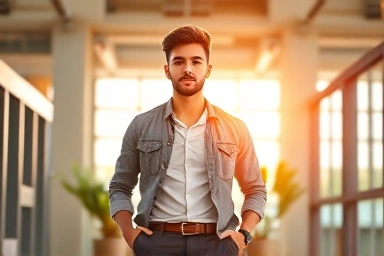 Young entrepreneur achieving business success with startup funding.