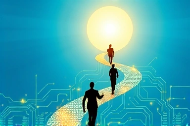 Digital path symbolizing career advancement and opportunity.