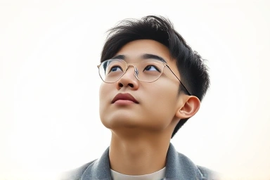 Person looking towards a bright future with learning symbols.