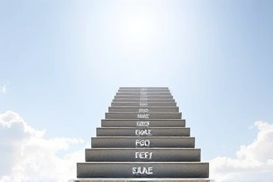 Symbolic staircase representing career transition and successful future.