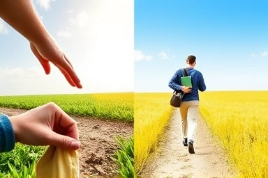 Two paths representing employment support options leading to success.