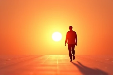 Hopeful person walking towards a bright future, symbolizing career success.