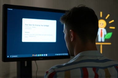 Frustrated person facing computer error, hopeful path to employment