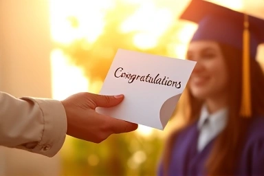 졸업 축하 편지를 건네는 따뜻한 순간