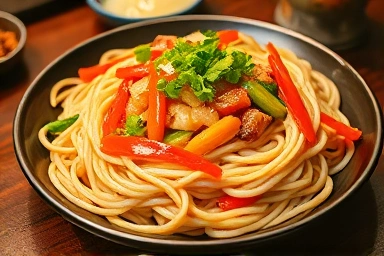 맛있게 완성된 잡채 요리