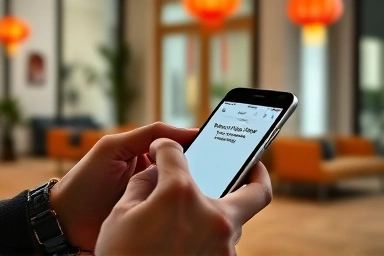 직장 상사에게 보내는 설날 문자 작성 장면