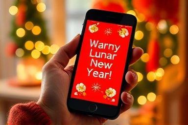 설날 카톡 메시지 보내는 모습