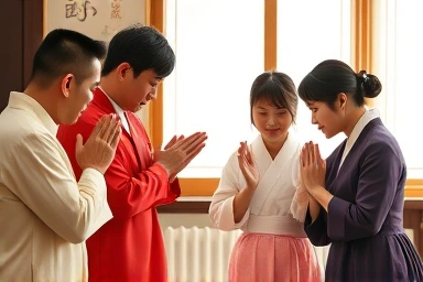 설날 세배하는 가족