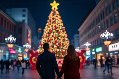 Couple enjoying romantic Christmas date in Seoul