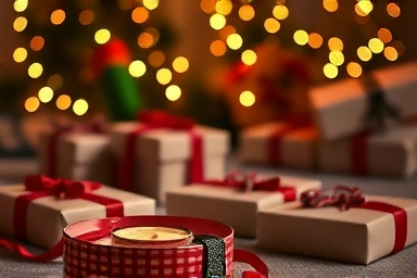 Cozy Christmas scene with thoughtful small gifts.