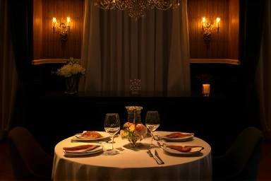 Romantic private dining room for a couple's anniversary celebration.