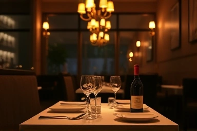 Romantic pasta restaurant interior for a couple's date