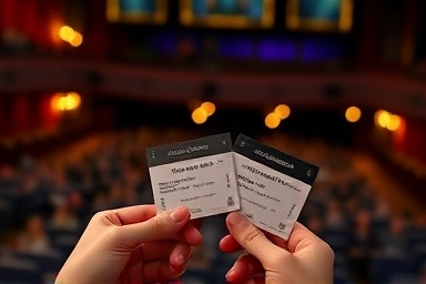 Close-up of musical tickets, symbolizing an exciting date.