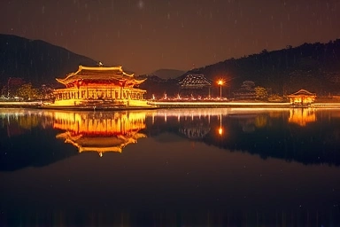 Magical night view of Gyeongju's Donggung Palace and Wolji Pond.