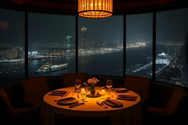 Romantic Han River view private dining room at night