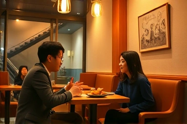 Cozy Hongdae indoor cafe date scene