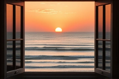 Sunrise view from a cozy guesthouse window in Jeongdongjin