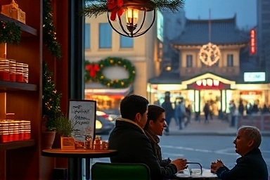 Cozy Christmas cafe date in Seoul.