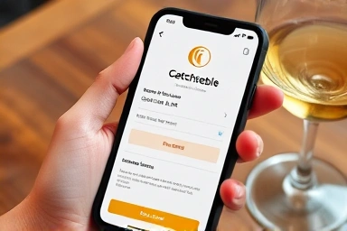 Catchtable app reservation, wine bar booking, smartphone interface.