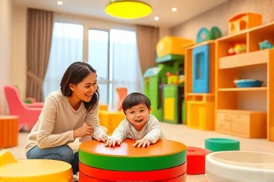 Kid-friendly play area in a Sokcho family resort.