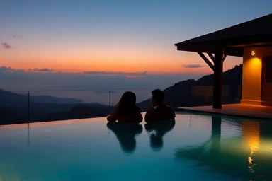 Romantic private pool villa for couples at year-end.