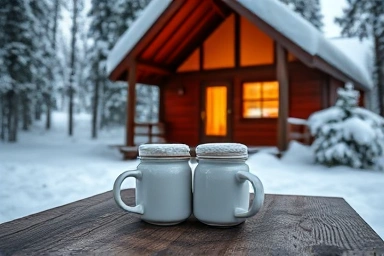 Cozy winter cabin getaway for a romantic couple.