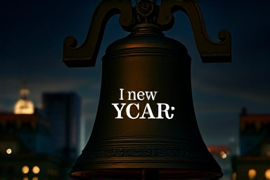 Symbolic bell ringing for New Year's Eve.