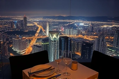 Daegu city night view from 83 Tower restaurant for anniversary